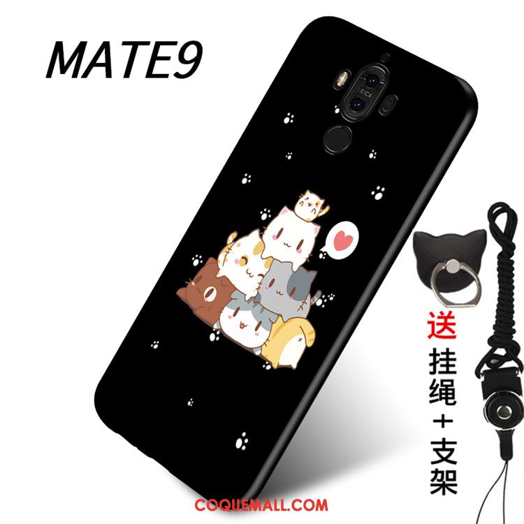 Étui Huawei Mate 9 Ornements Suspendus Noir Fluide Doux, Coque Huawei Mate 9 Téléphone Portable Support