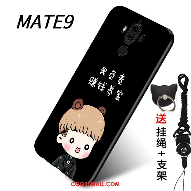 Étui Huawei Mate 9 Ornements Suspendus Noir Fluide Doux, Coque Huawei Mate 9 Téléphone Portable Support