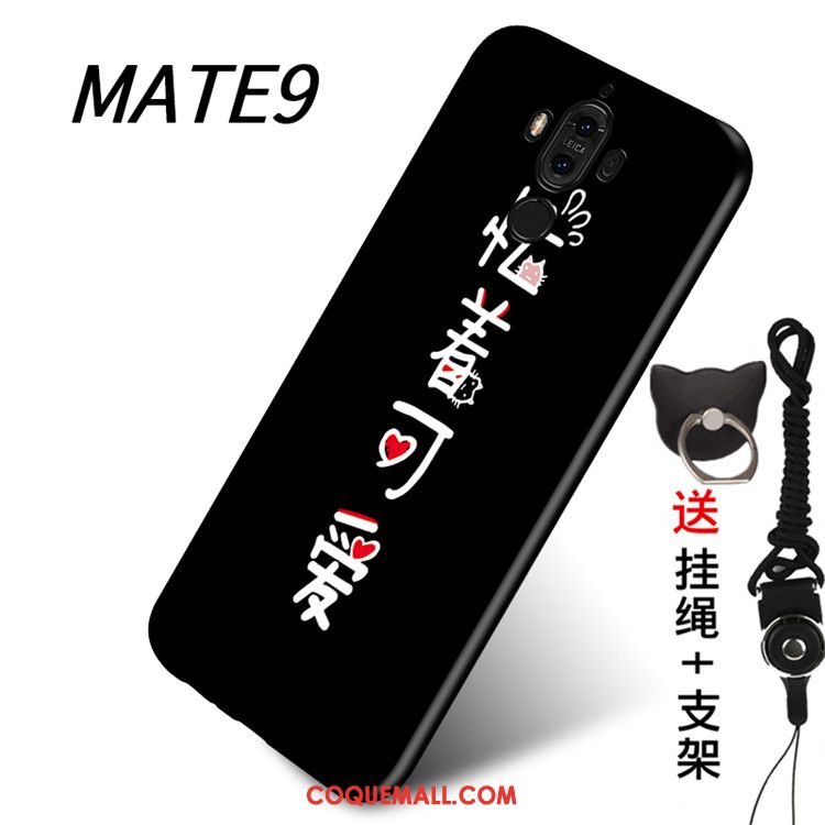 Étui Huawei Mate 9 Ornements Suspendus Noir Fluide Doux, Coque Huawei Mate 9 Téléphone Portable Support