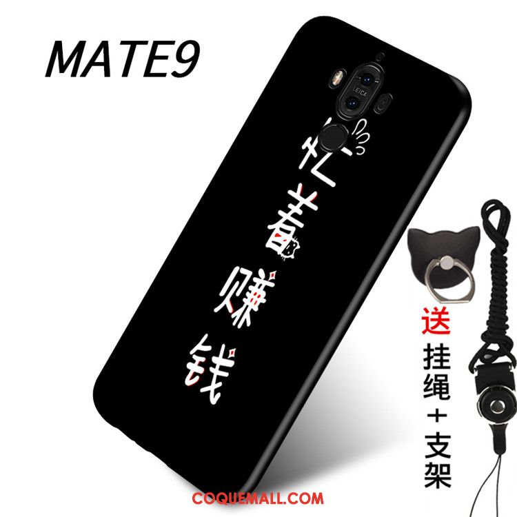 Étui Huawei Mate 9 Ornements Suspendus Noir Fluide Doux, Coque Huawei Mate 9 Téléphone Portable Support
