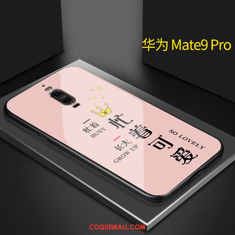 Étui Huawei Mate 9 Pro Amoureux Téléphone Portable Verre Trempé, Coque Huawei Mate 9 Pro Charmant Incassable