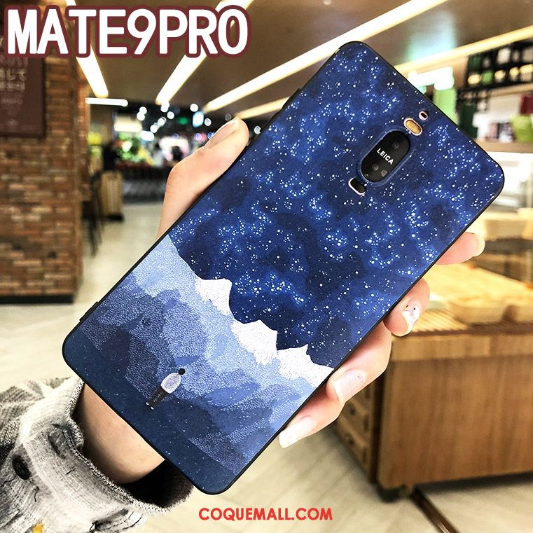 Étui Huawei Mate 9 Pro Gaufrage Bleu Protection, Coque Huawei Mate 9 Pro Téléphone Portable Tout Compris