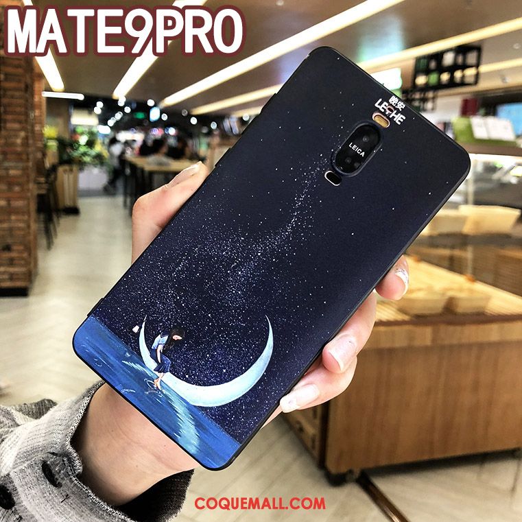 Étui Huawei Mate 9 Pro Gaufrage Bleu Protection, Coque Huawei Mate 9 Pro Téléphone Portable Tout Compris