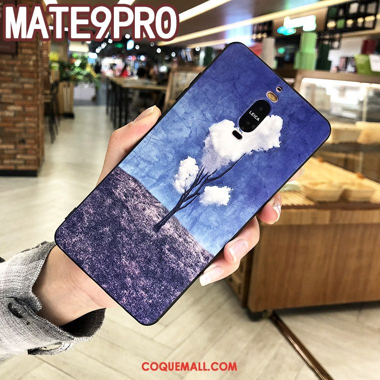 Étui Huawei Mate 9 Pro Gaufrage Bleu Protection, Coque Huawei Mate 9 Pro Téléphone Portable Tout Compris