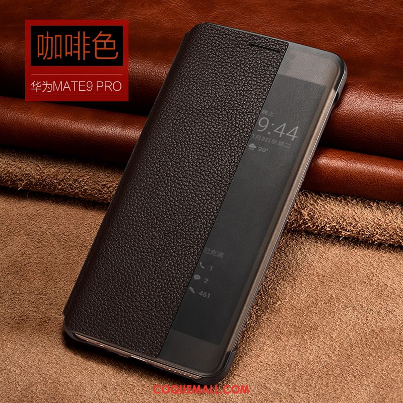 Étui Huawei Mate 9 Pro Noir Protection Clamshell, Coque Huawei Mate 9 Pro Étui En Cuir Téléphone Portable