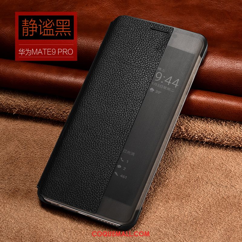 Étui Huawei Mate 9 Pro Noir Protection Clamshell, Coque Huawei Mate 9 Pro Étui En Cuir Téléphone Portable