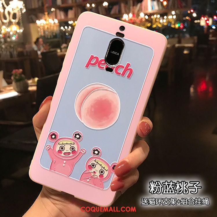Étui Huawei Mate 9 Pro Silicone Rose Dessin Animé, Coque Huawei Mate 9 Pro Support Rose
