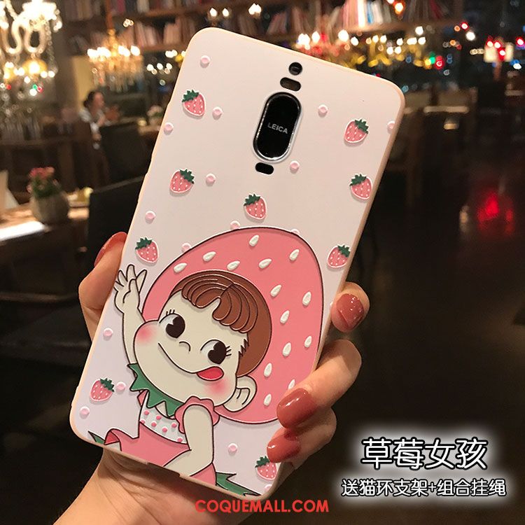 Étui Huawei Mate 9 Pro Silicone Rose Dessin Animé, Coque Huawei Mate 9 Pro Support Rose