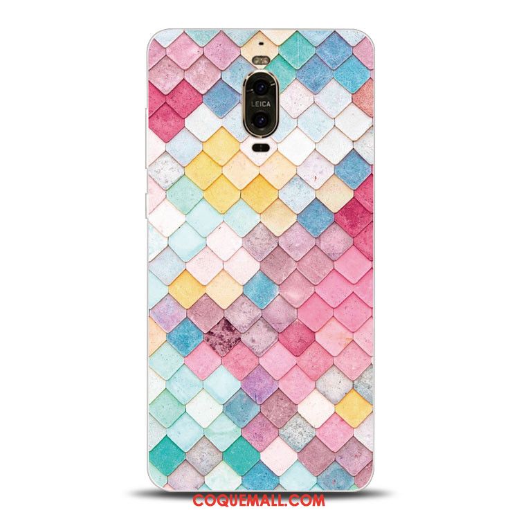 Étui Huawei Mate 9 Pro Silicone Rose Gaufrage, Coque Huawei Mate 9 Pro Fluide Doux Protection