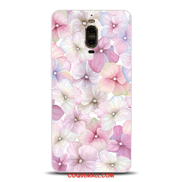 Étui Huawei Mate 9 Pro Silicone Rose Gaufrage, Coque Huawei Mate 9 Pro Fluide Doux Protection