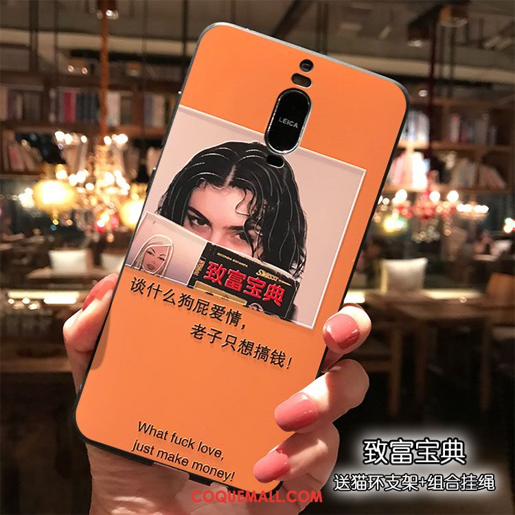 Étui Huawei Mate 9 Pro Support Tendance Personnalité, Coque Huawei Mate 9 Pro Dessin Animé Téléphone Portable Orange