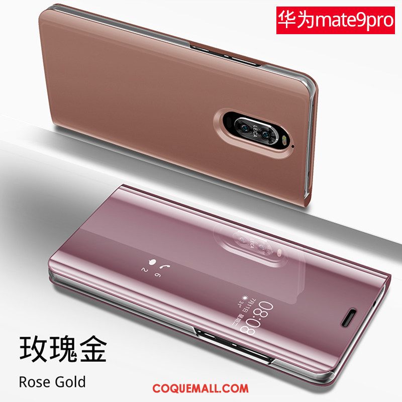 Étui Huawei Mate 9 Pro Étui En Cuir Miroir Clamshell, Coque Huawei Mate 9 Pro Tout Compris Téléphone Portable