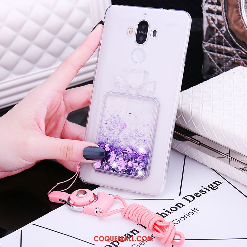 Étui Huawei Mate 9 Quicksand Violet Fluide Doux, Coque Huawei Mate 9 Ornements Suspendus Strass