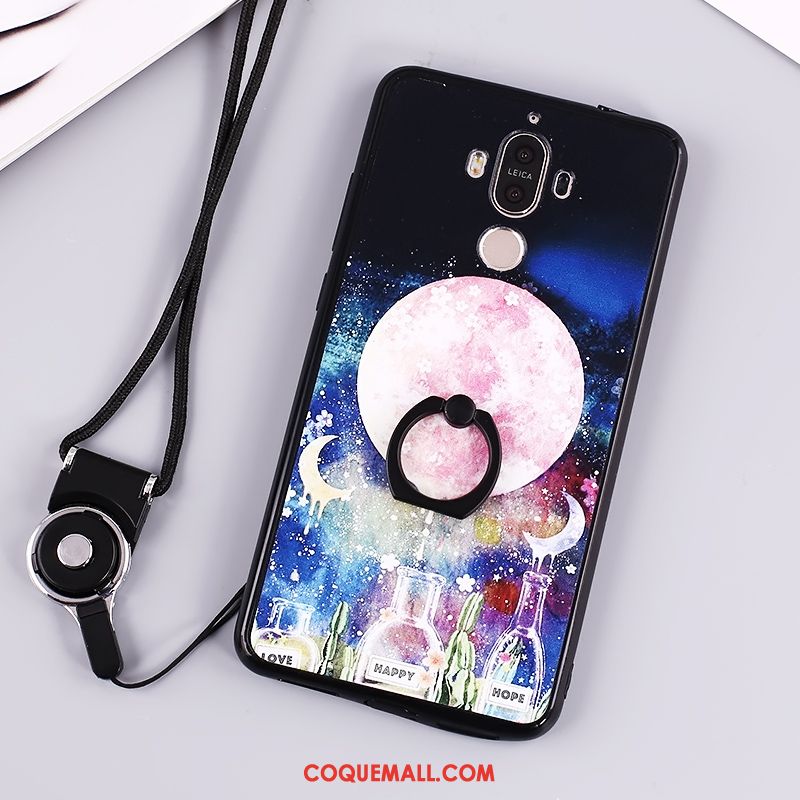 Étui Huawei Mate 9 Téléphone Portable Peinture Protection, Coque Huawei Mate 9 Ornements Suspendus Noir