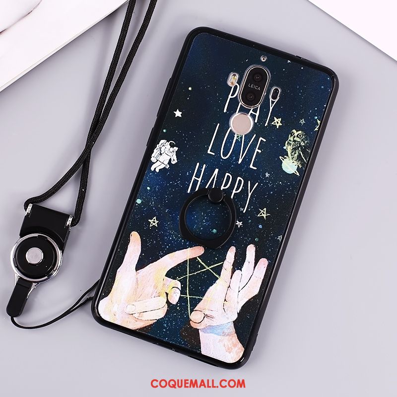 Étui Huawei Mate 9 Téléphone Portable Peinture Protection, Coque Huawei Mate 9 Ornements Suspendus Noir