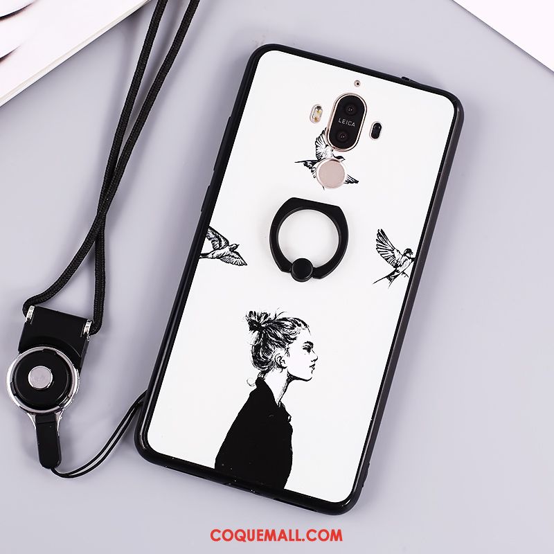 Étui Huawei Mate 9 Téléphone Portable Peinture Protection, Coque Huawei Mate 9 Ornements Suspendus Noir