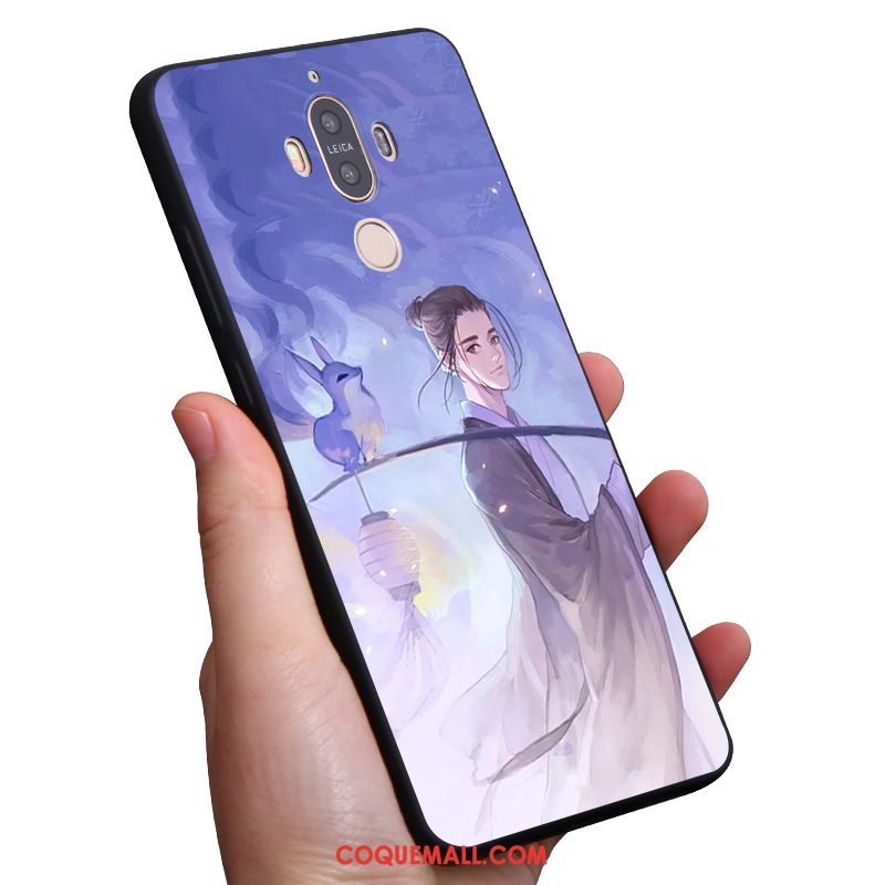 Étui Huawei Mate 9 Vent Gris Fluide Doux, Coque Huawei Mate 9 Noir Tout Compris