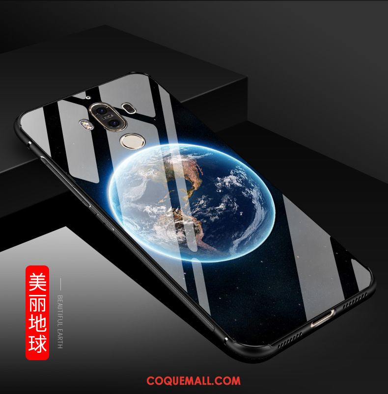 Étui Huawei Mate 9 Verre Grain De Bois Incassable, Coque Huawei Mate 9 Téléphone Portable Protection