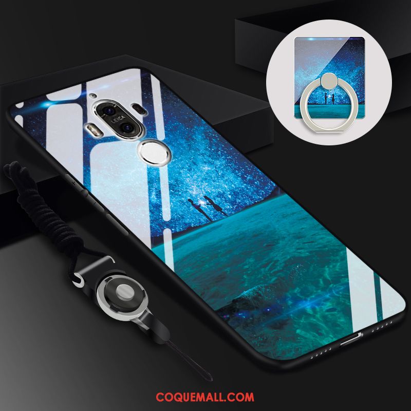 Étui Huawei Mate 9 Verre Trempé Téléphone Portable Protection, Coque Huawei Mate 9 Difficile Bleu