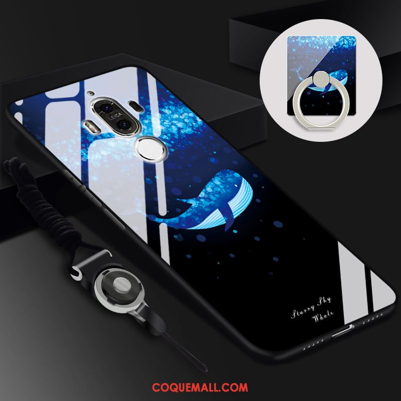 Étui Huawei Mate 9 Verre Trempé Téléphone Portable Protection, Coque Huawei Mate 9 Difficile Bleu