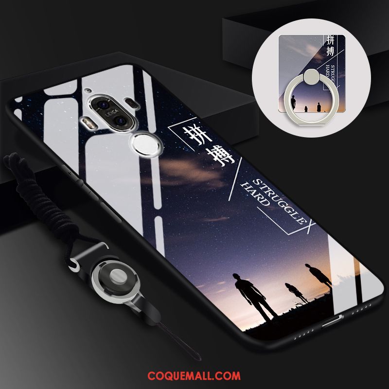 Étui Huawei Mate 9 Verre Trempé Téléphone Portable Protection, Coque Huawei Mate 9 Difficile Bleu