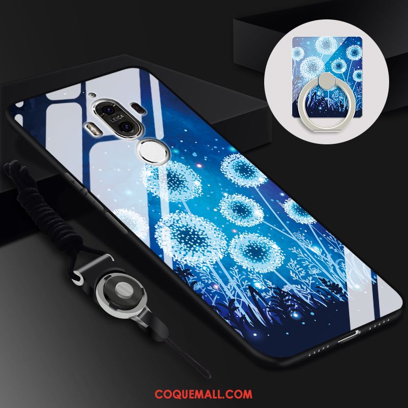 Étui Huawei Mate 9 Verre Trempé Téléphone Portable Protection, Coque Huawei Mate 9 Difficile Bleu