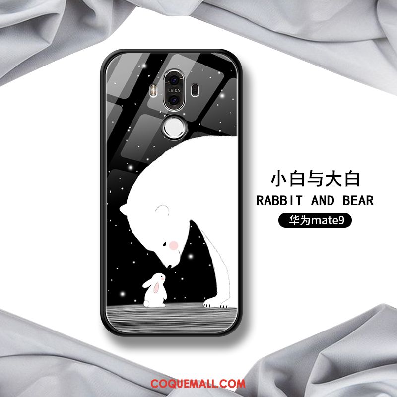 Étui Huawei Mate 9 Verre Téléphone Portable Charmant, Coque Huawei Mate 9 Rouge Dessin Animé