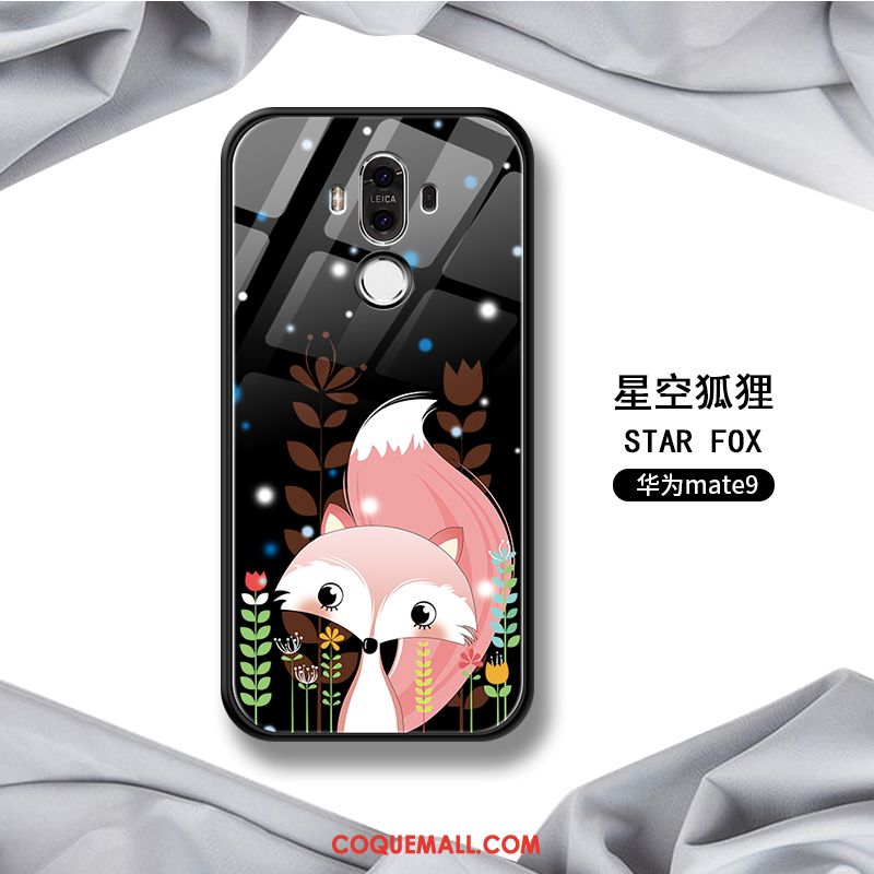 Étui Huawei Mate 9 Verre Téléphone Portable Charmant, Coque Huawei Mate 9 Rouge Dessin Animé