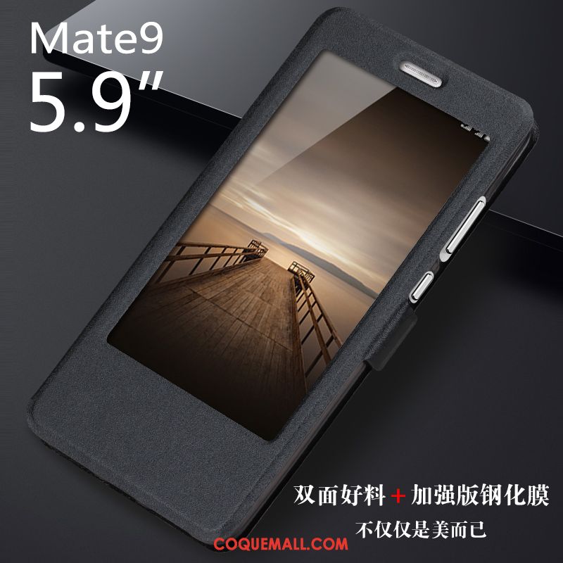 Étui Huawei Mate 9 Étui En Cuir Tempérer Téléphone Portable, Coque Huawei Mate 9 Fluide Doux Or