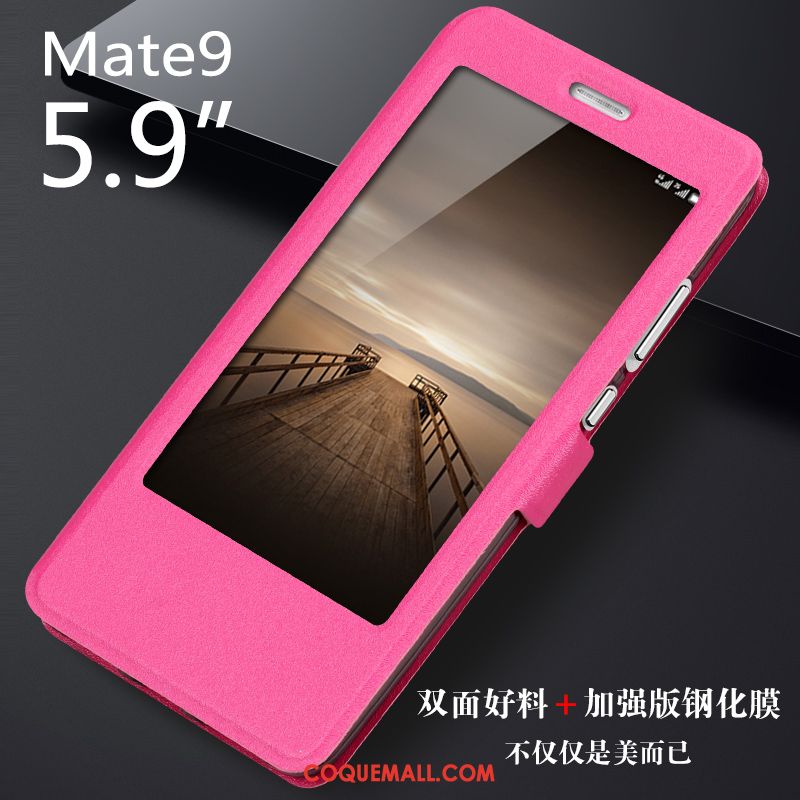 Étui Huawei Mate 9 Étui En Cuir Tempérer Téléphone Portable, Coque Huawei Mate 9 Fluide Doux Or