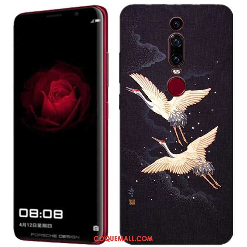 Étui Huawei Mate Rs Dimensionnel Peinture Bleu, Coque Huawei Mate Rs Téléphone Portable Gaufrage