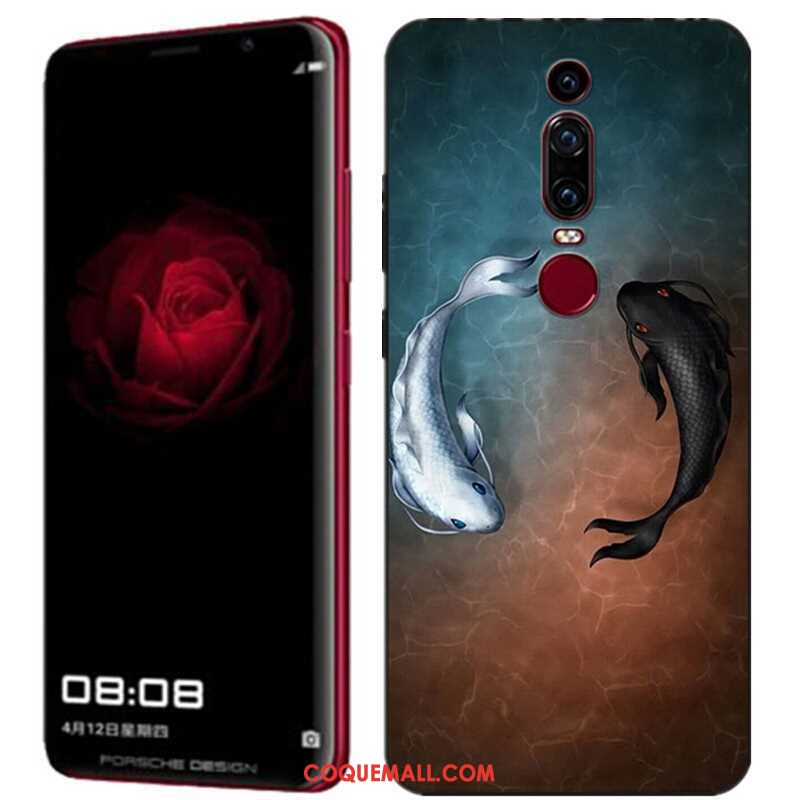 Étui Huawei Mate Rs Dimensionnel Peinture Bleu, Coque Huawei Mate Rs Téléphone Portable Gaufrage