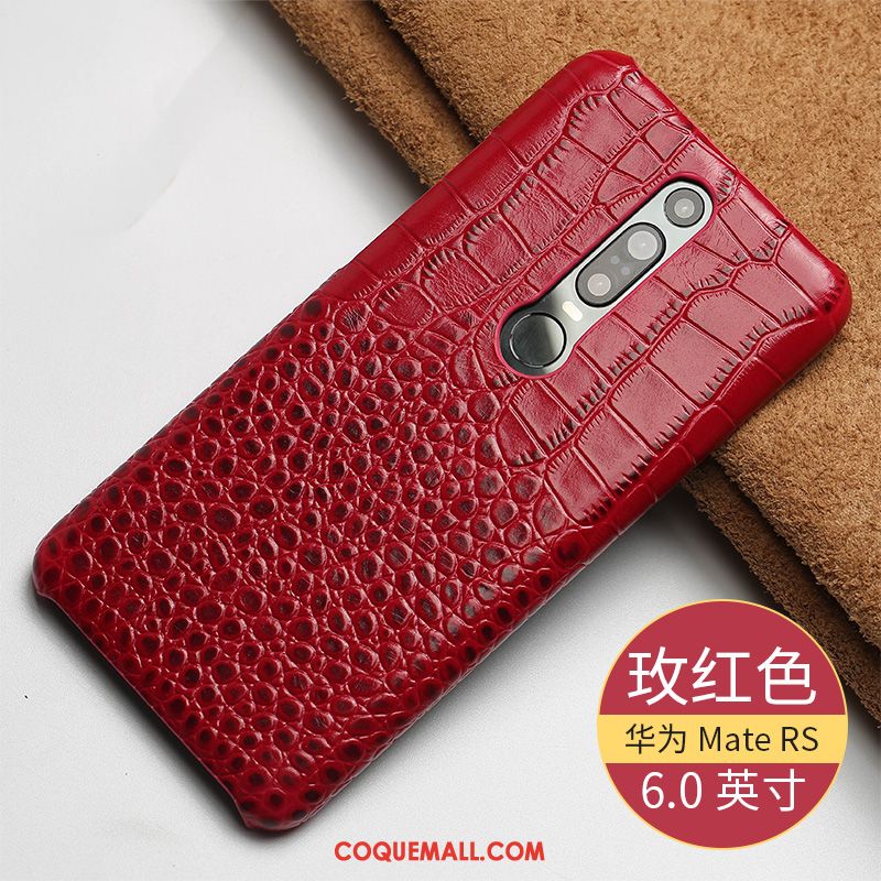 Étui Huawei Mate Rs Rouge Protection Téléphone Portable, Coque Huawei Mate Rs Business Cuir Véritable