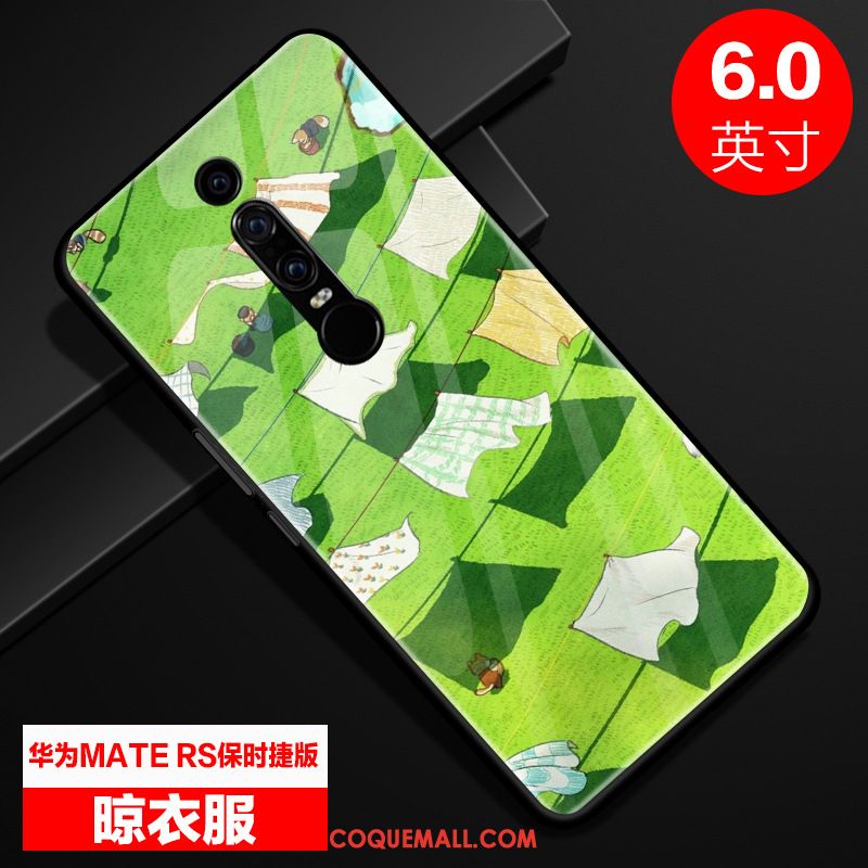 Étui Huawei Mate Rs Verre Téléphone Portable Dessin Animé, Coque Huawei Mate Rs Incassable Vert