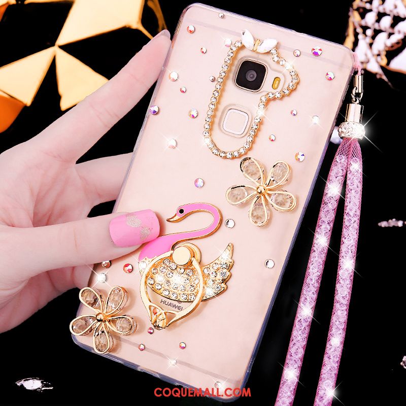 Étui Huawei Mate S Incassable Rose Incruster Strass, Coque Huawei Mate S Ballet Téléphone Portable