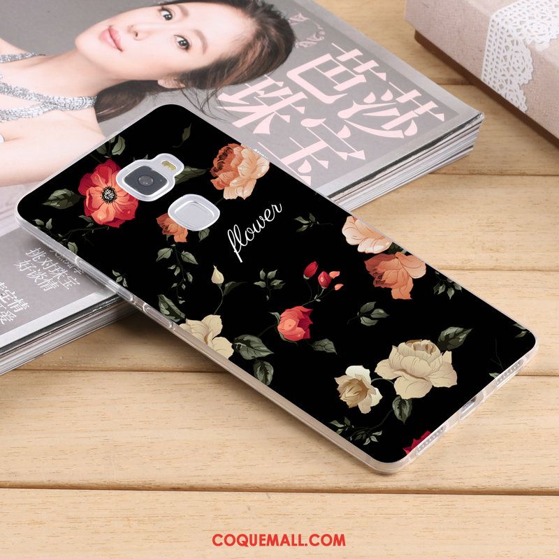 Étui Huawei Mate S Noir Téléphone Portable Fluide Doux, Coque Huawei Mate S Peinture Délavé En Daim