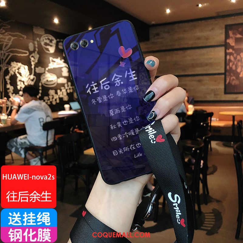 Étui Huawei Nova 2s Blanc Verre Silicone, Coque Huawei Nova 2s Incassable Tout Compris