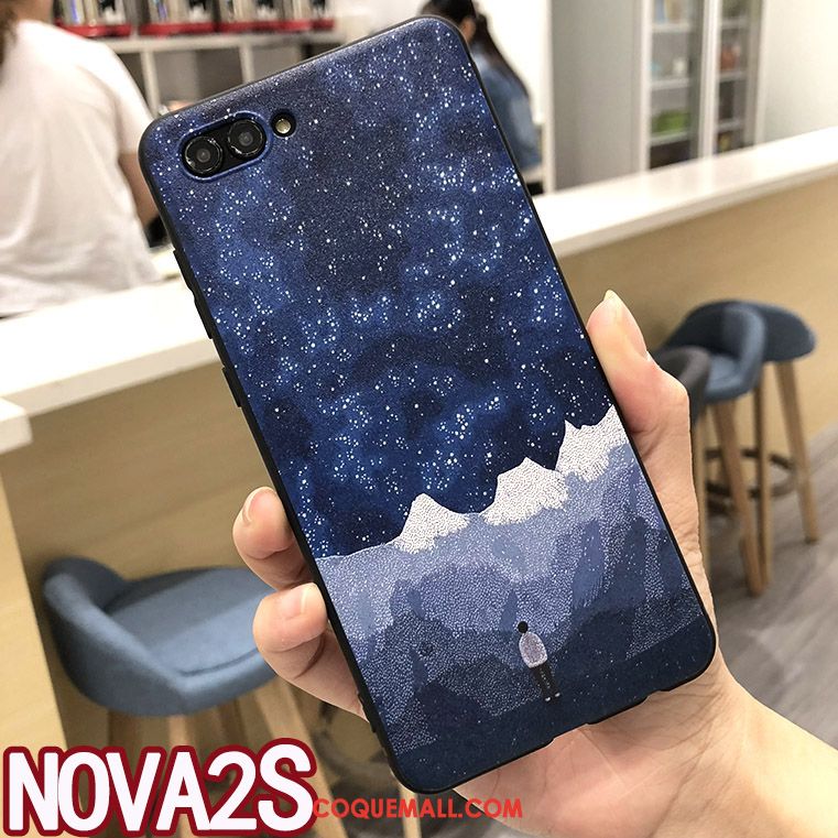 Étui Huawei Nova 2s Incassable Bleu Marin Tendance, Coque Huawei Nova 2s Créatif Anneau