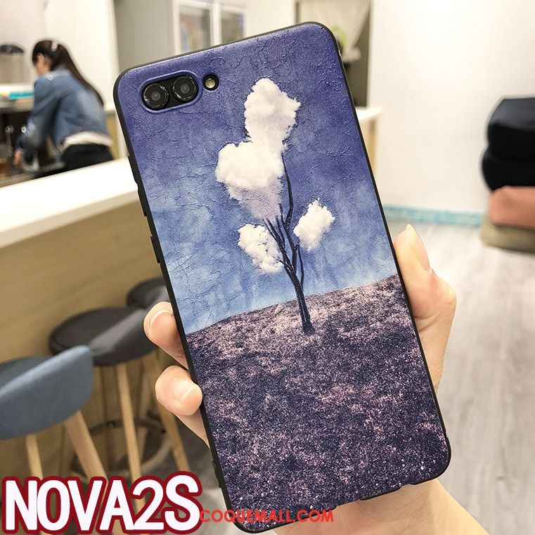 Étui Huawei Nova 2s Incassable Bleu Marin Tendance, Coque Huawei Nova 2s Créatif Anneau