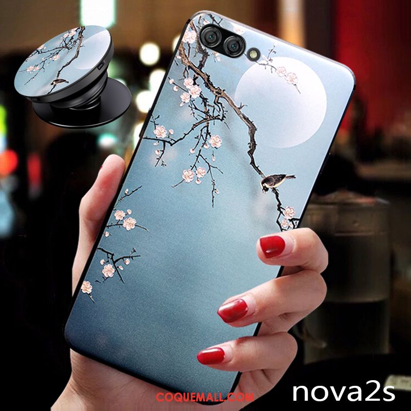 Étui Huawei Nova 2s Jeunesse Bleu Très Mince, Coque Huawei Nova 2s Cou Suspendu Marque De Tendance