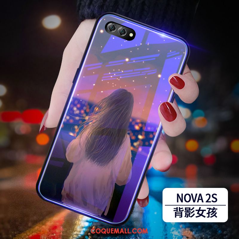 Étui Huawei Nova 2s Net Rouge Incassable Tendance, Coque Huawei Nova 2s Marque De Tendance Rose