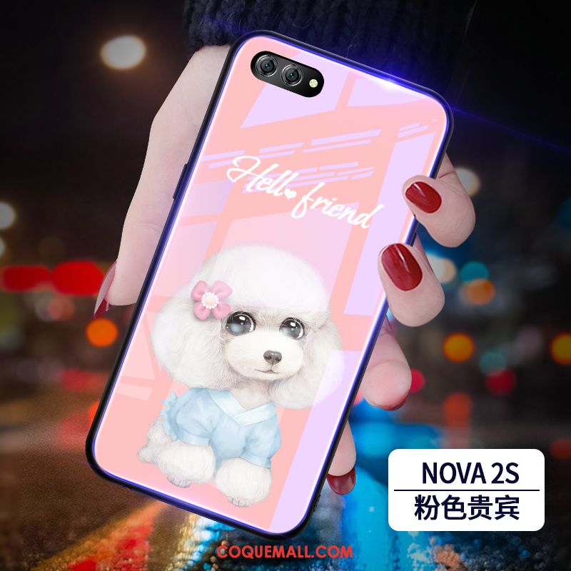 Étui Huawei Nova 2s Net Rouge Incassable Tendance, Coque Huawei Nova 2s Marque De Tendance Rose