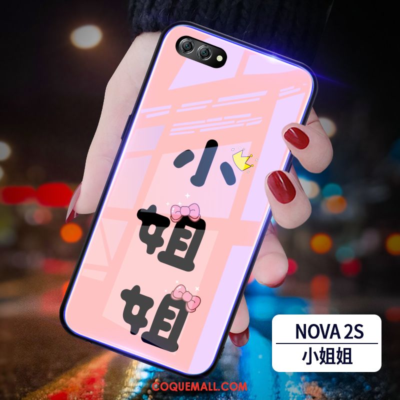 Étui Huawei Nova 2s Net Rouge Incassable Tendance, Coque Huawei Nova 2s Marque De Tendance Rose