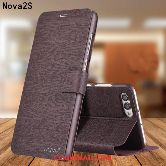 Étui Huawei Nova 2s Protection Bleu Carte, Coque Huawei Nova 2s Cuir Tendance