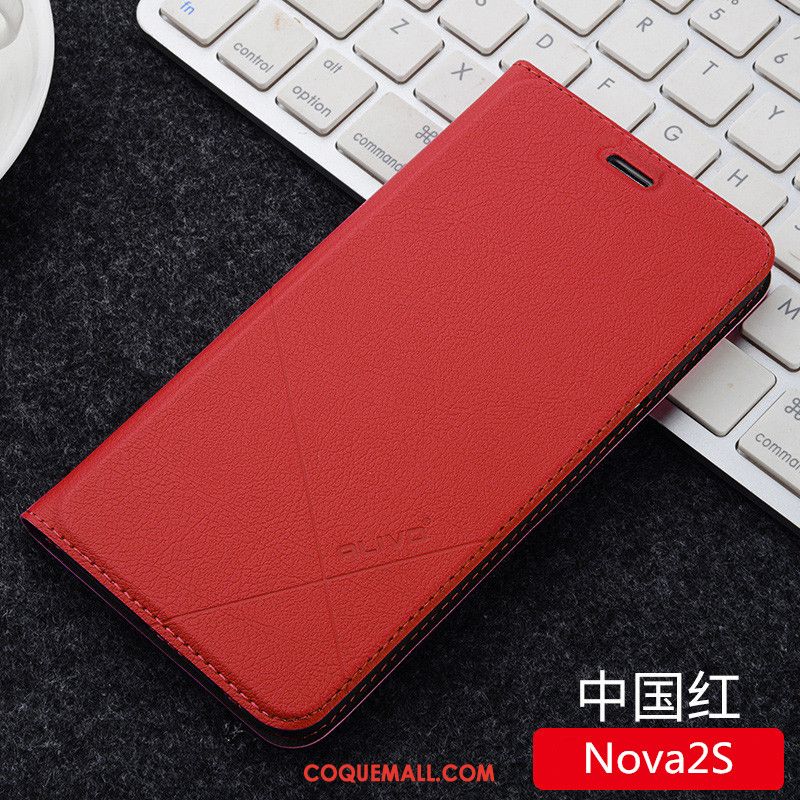 Étui Huawei Nova 2s Protection Tendance Clamshell, Coque Huawei Nova 2s Incassable Rouge