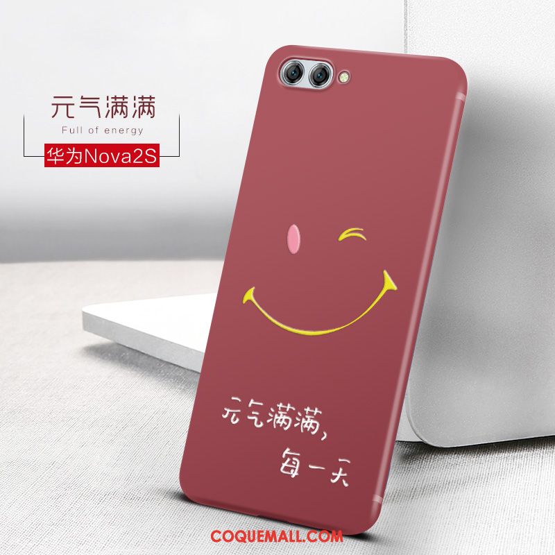 Étui Huawei Nova 2s Silicone Tendance Délavé En Daim, Coque Huawei Nova 2s Téléphone Portable Net Rouge