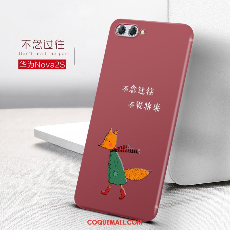 Étui Huawei Nova 2s Silicone Tendance Délavé En Daim, Coque Huawei Nova 2s Téléphone Portable Net Rouge