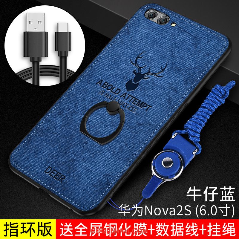 Étui Huawei Nova 2s Tissu Anneau Modèle Fleurie, Coque Huawei Nova 2s Silicone Fluide Doux