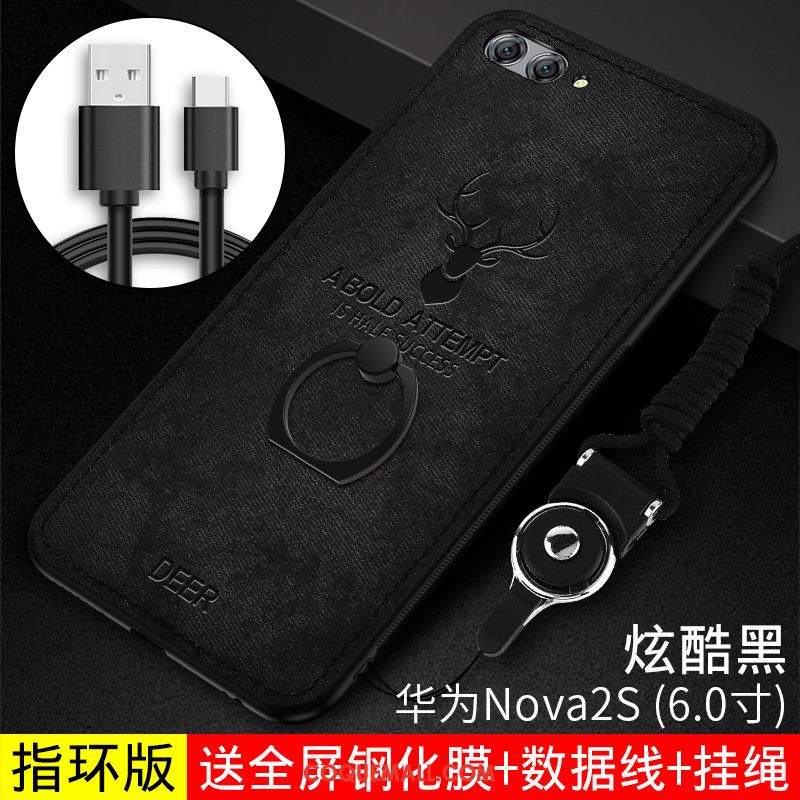 Étui Huawei Nova 2s Tissu Anneau Modèle Fleurie, Coque Huawei Nova 2s Silicone Fluide Doux