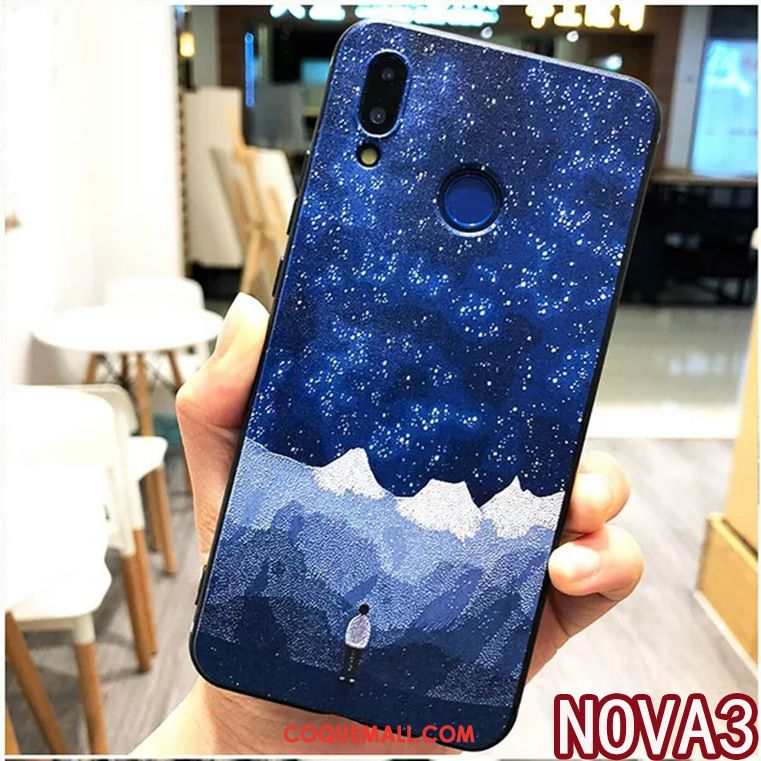 Étui Huawei Nova 3 Bleu Téléphone Portable Protection, Coque Huawei Nova 3 Créatif Incassable